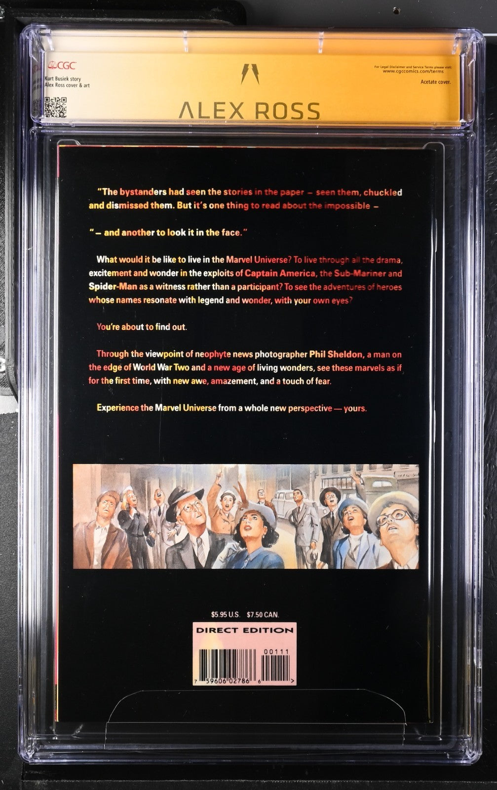 Marvels #1 CGC 9.8 Marvel 1994  SIGNED BY ALEX ROSS Alex Ross Acetate Cover