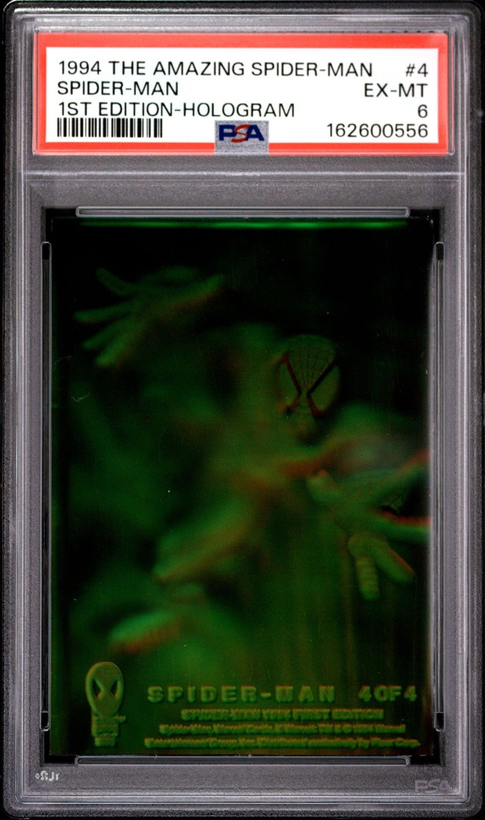 1994 Fleer Amazing Spider-Man 1st Edition Spider-Man Hologram 4 Of 4 PSA EX-MT 6