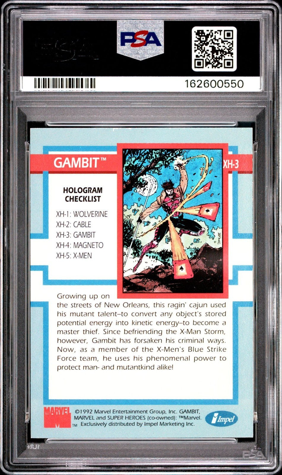 1992 IMPEL X-MEN SERIES 1-HOLOGRAM #XH-3 GAMBIT PSA 5