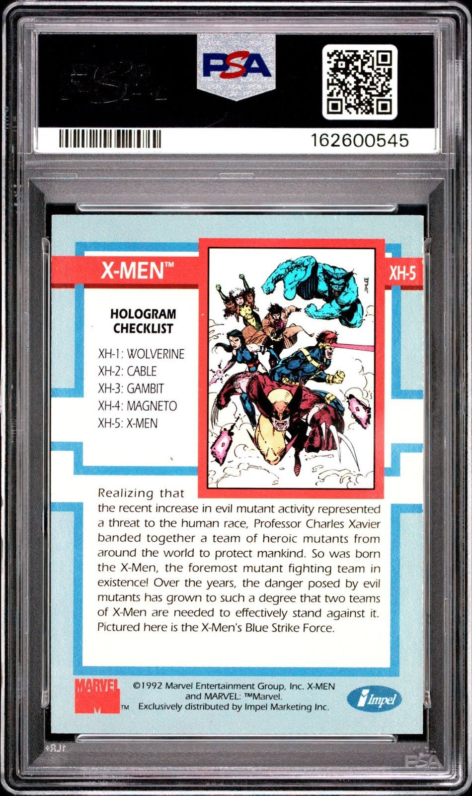 1992 IMPEL X-MEN SERIES 1-HOLOGRAM #XH-5 X-MEN PSA EX-MT 6