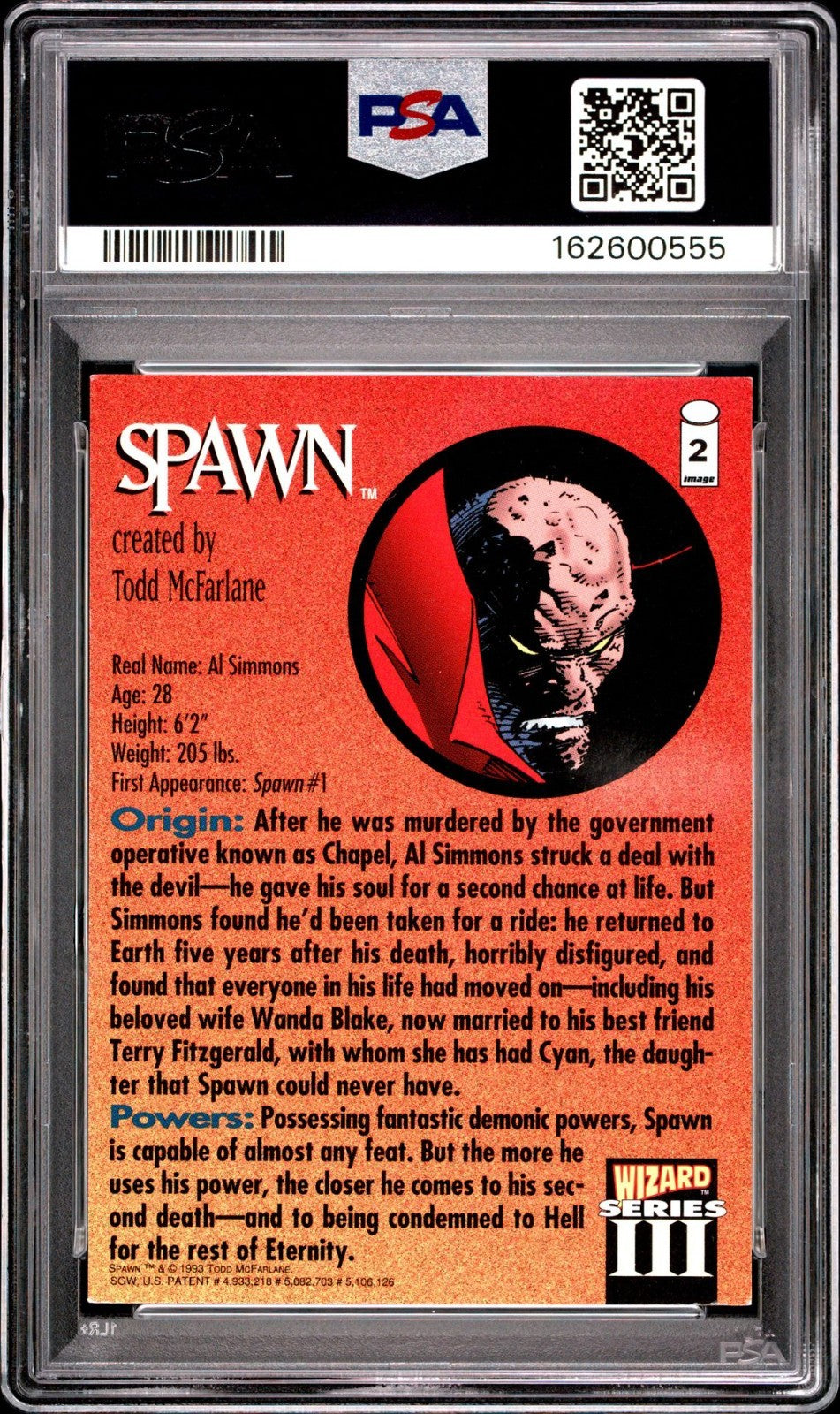 1993 Wizard Magazine Spawn Image Series III Chromium Card #2- PSA Graded 8 NM-MT