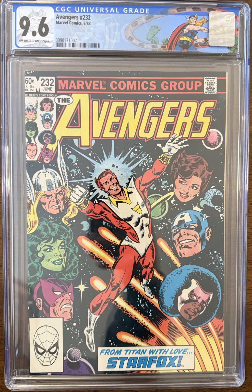 Avengers #232 CGC 9.6 1st app of Starfox (1983, Marvel) White Pages