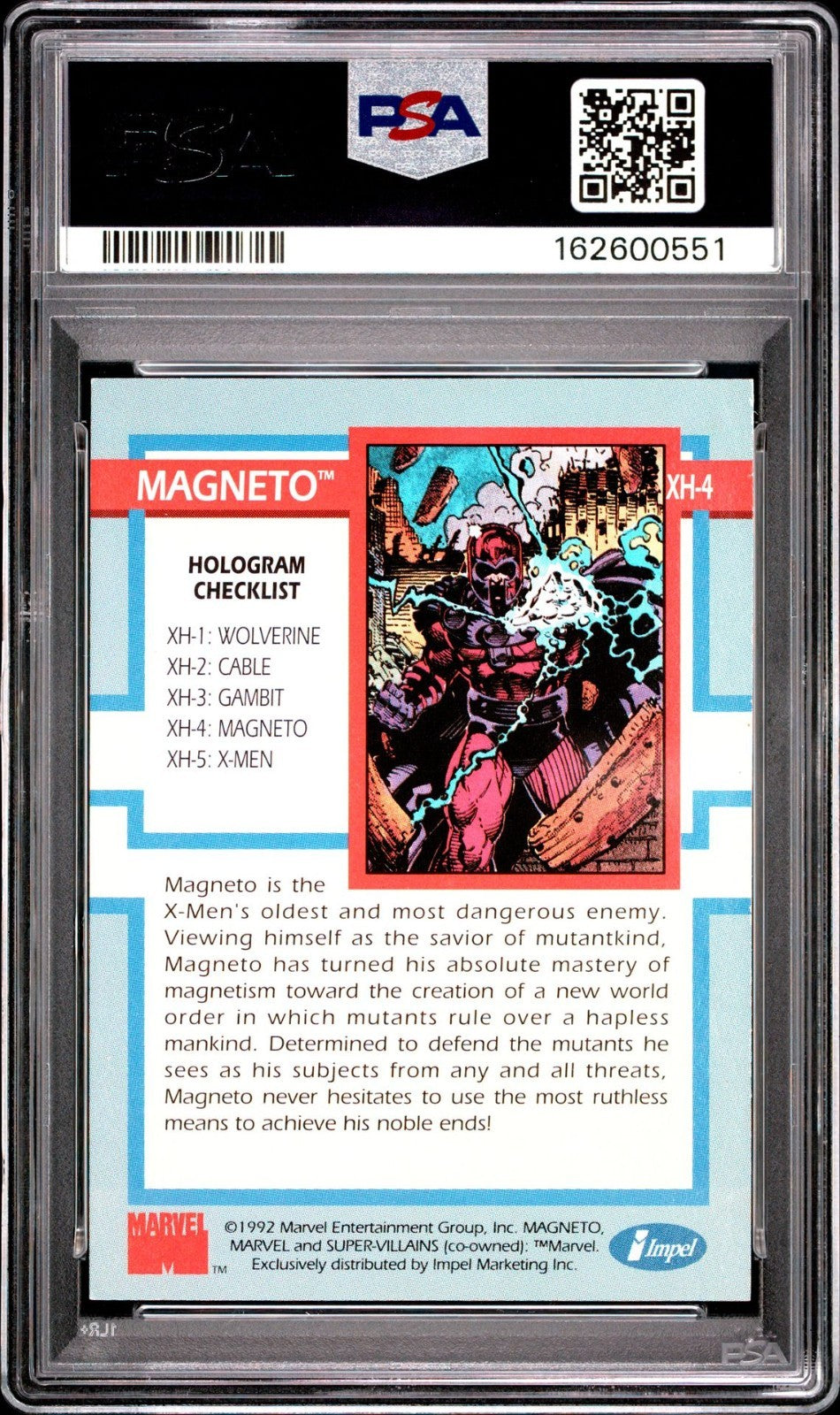1992 Impel X-Men Magneto Series 1-Hologram #XH-4 PSA 6