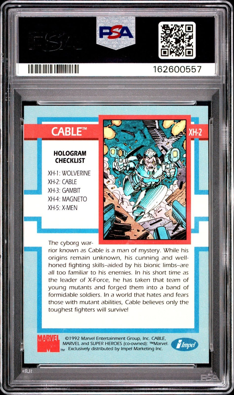 1992 IMPEL X-MEN SERIES 1-HOLOGRAM #XH-2 CABLE PSA 5