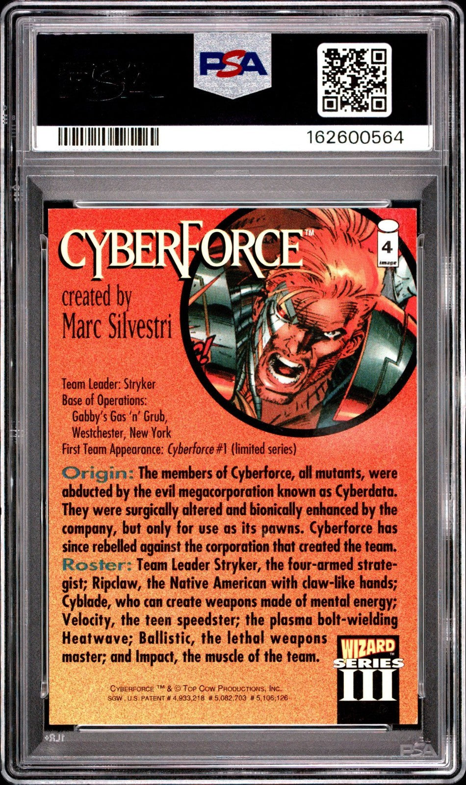 1993 Wizard Magazine Image Series 3  Silvestri Chrome Promo #4 CYBERFORCE PSA 7